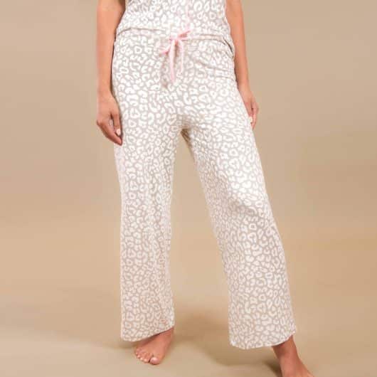 Taupe Leopard Pajama Pants | Beige Animal PJ Bottoms