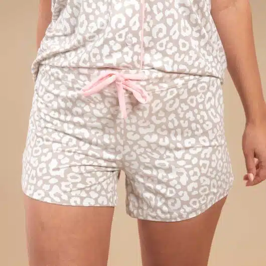 Taupe Leopard Pajama Shorts | Beige Animal PJ Bottoms