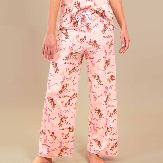 Vintage Cowgirl Pajama Pants | Retro Pink Western PJ Bottoms