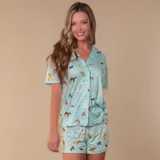 Bark At The Park Pajama Shorts | Blue Puppy Dog PJ Bottoms - Image 3