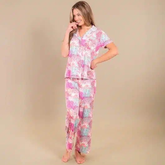 Pastel Coral Pajama Pants | Pink Coastal PJ Bottoms - Image 3