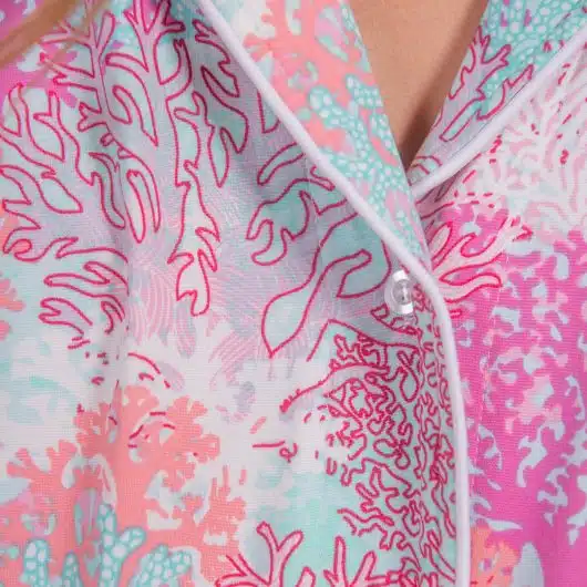 Pastel Coral Pajama Top | Pink Coastal PJs For Women - Image 3