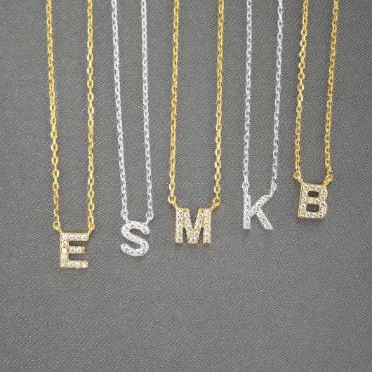 Sparkling CZ Initial Necklaces | 18 Letters
