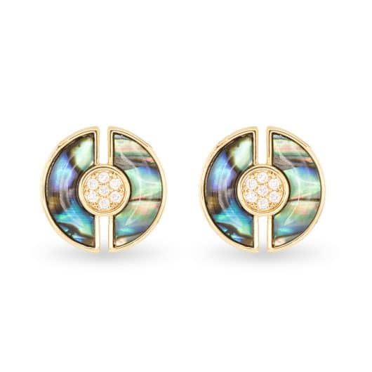 Abalone & CZ Blue Circle Earrings