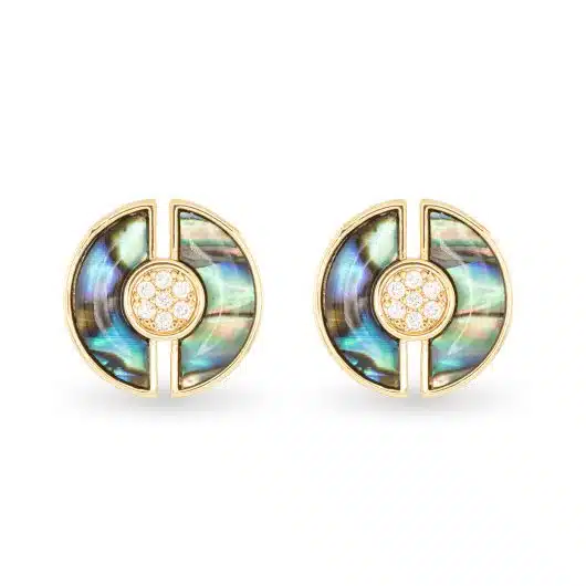 Abalone & CZ Blue Circle Earrings