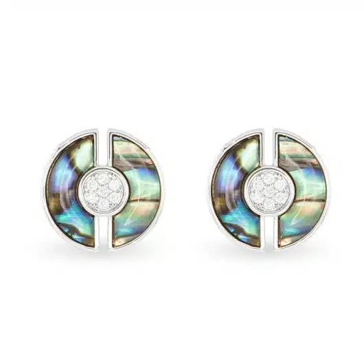 Abalone & CZ Blue Circle Earrings - Image 2