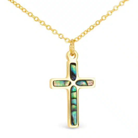 Abalone Blue Cross Necklace