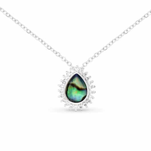 Abalone & CZ Blue Pear Small Necklace