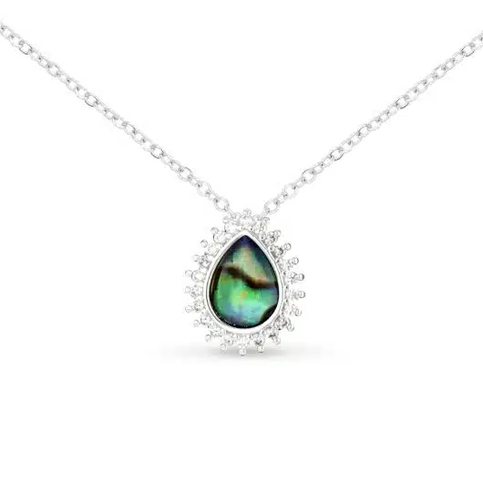 Abalone & CZ Blue Pear Small Necklace