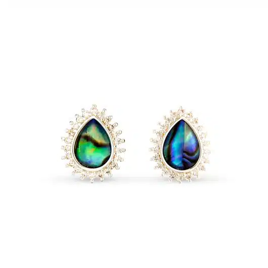 Abalone & CZ Blue Pear Small Earrings