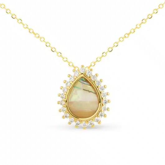 Abalone & CZ Blue Pear Small Necklace - Image 2