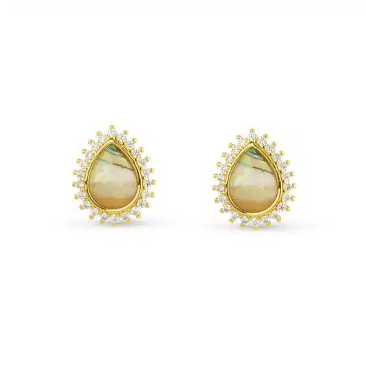 Abalone & CZ Blue Pear Small Earrings - Image 2