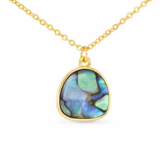 Gold Abalone Blue Dome Necklace