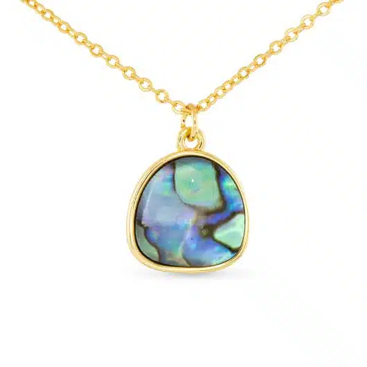 Gold Abalone Blue Dome Necklace