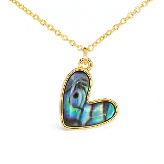 Gold Abalone Heart Necklace