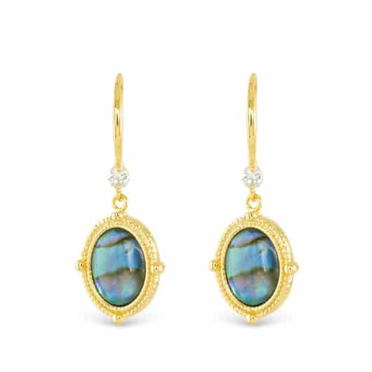 Gold Abalone Compass Drop Earrings