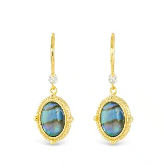 Gold Abalone Compass Drop Earrings