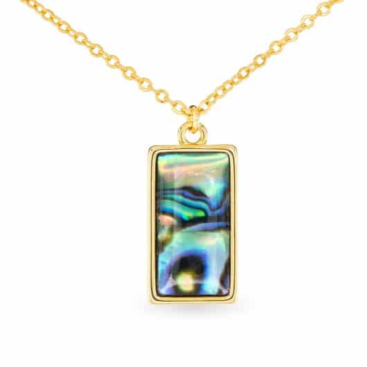 Gold Abalone Rectangle Necklace