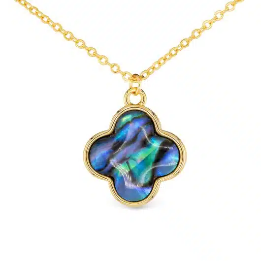 Gold Abalone Clover Necklace