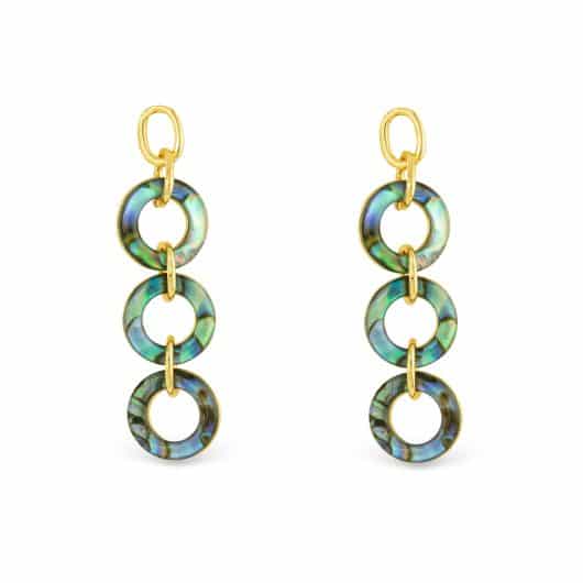 Gold Abalone Link Drop Earrings