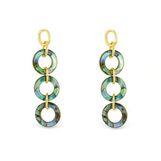 Gold Abalone Link Drop Earrings