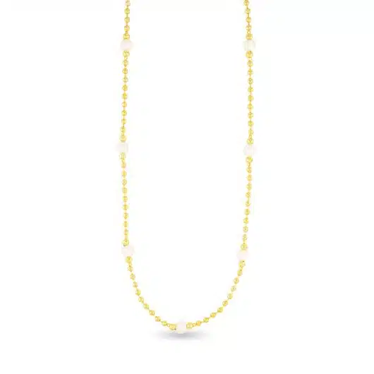 Gold Pearl and Beaded Chain Necklace