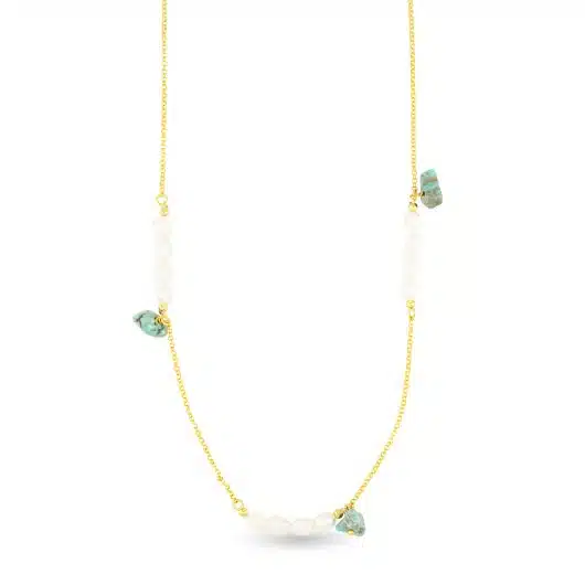 Gold Pearl and Turquoise Necklace