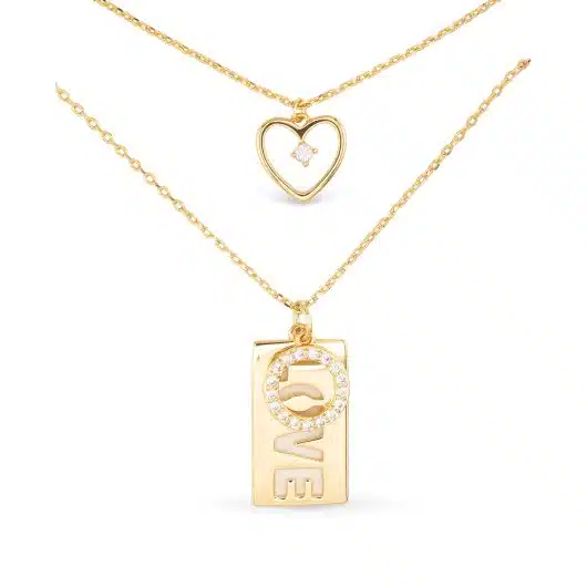 Gold Dual Love Heart Necklace