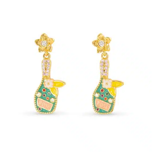 Gold Enamel Bottle Earrings