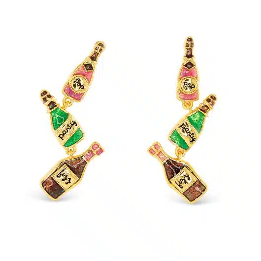 Gold Enamel Pop Fizz Clink Earrings
