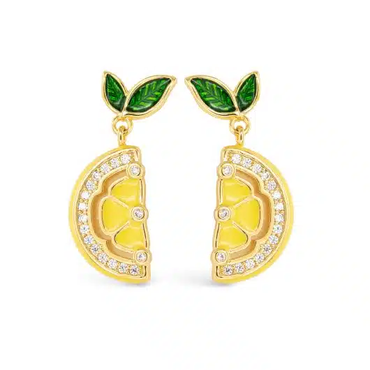 Gold CZ Lemon Earrings