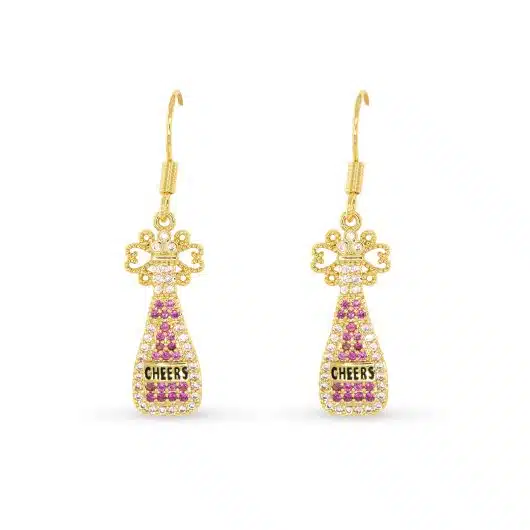 Gold CZ Cheers Earrings