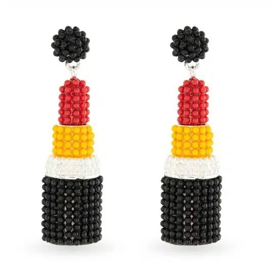 Silver Red Lipstick Earrings