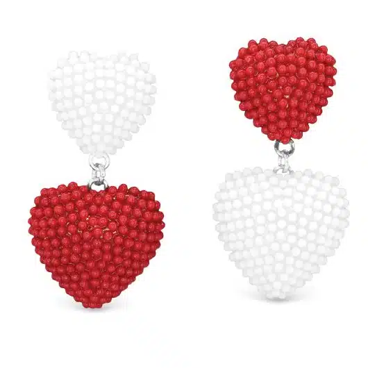 Silver Red Heart Earrings