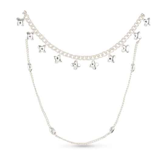 Silver Dual Layer Clover Flower Necklace