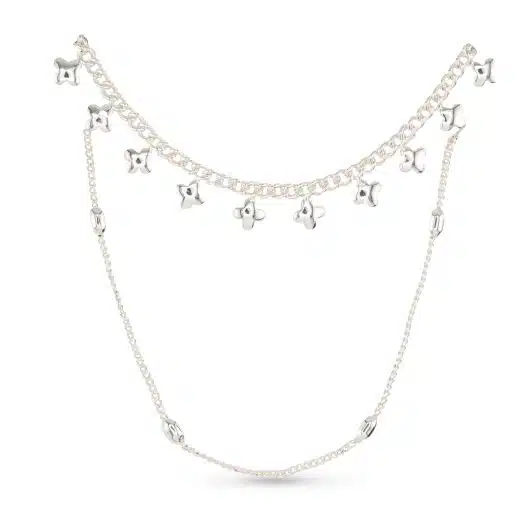 Silver Dual Layer Clover Flower Necklace