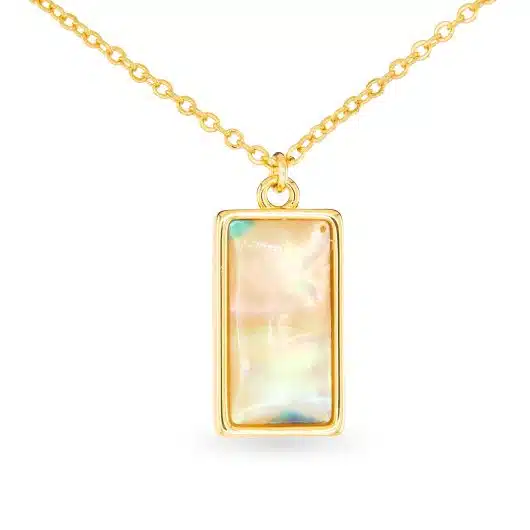 Gold Abalone Rectangle Necklace - Image 2