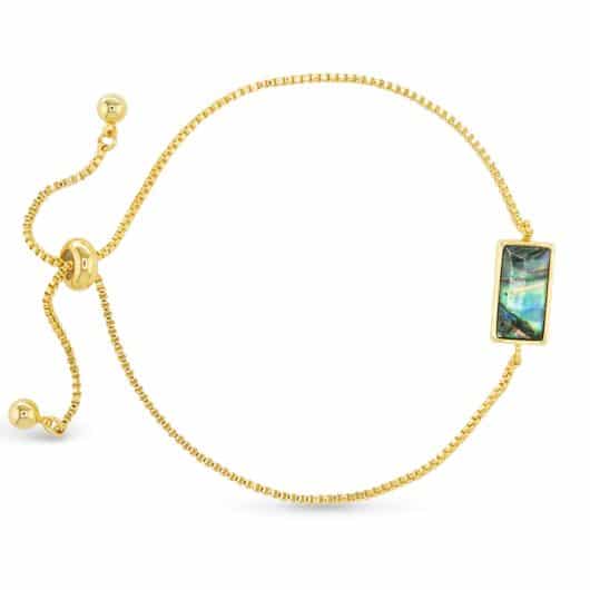 Gold Abalone Blue Rectangle Bracelet