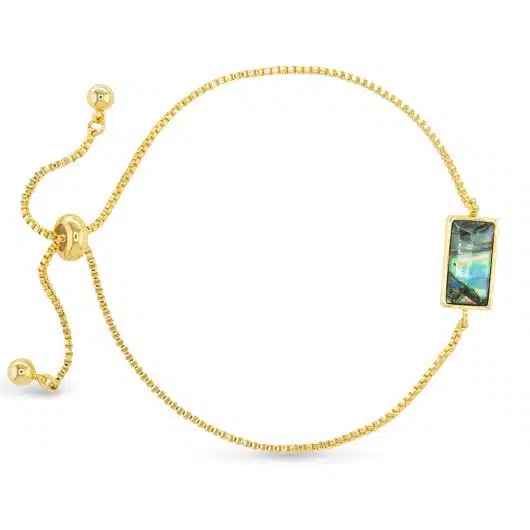Gold Abalone Blue Rectangle Bracelet