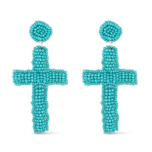 Beaded Cross Earrings