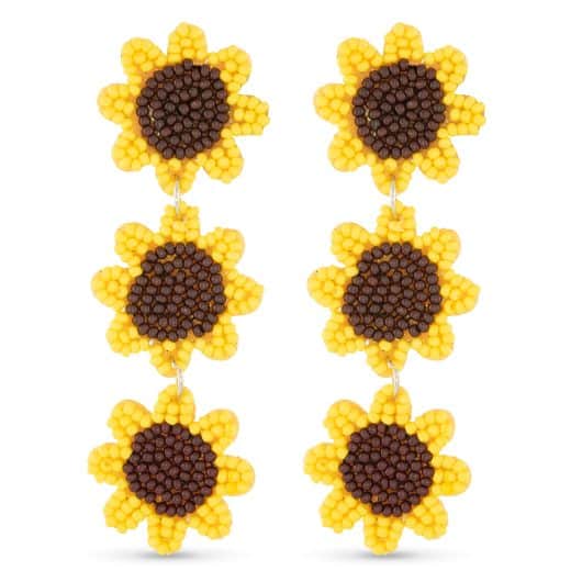 Beaded Sunflower Earrings