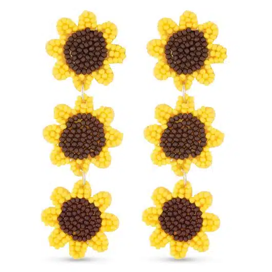 Beaded Sunflower Earrings