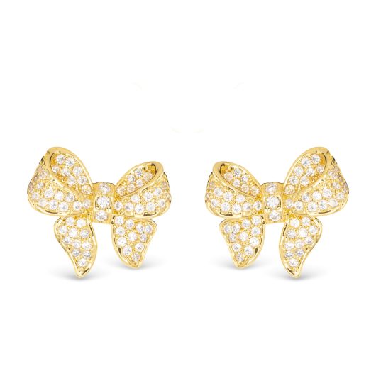 Gold CZ Bow Earrings