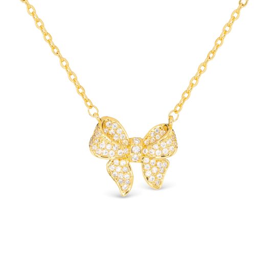 Gold CZ Bow Necklace