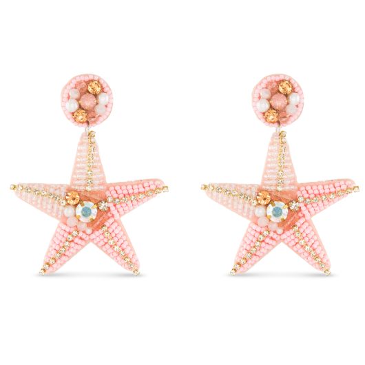 Beaded Pink Starfish Earrings