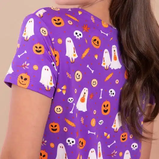 Trick-or-Treat Pups Pajama Top | Purple Halloween Dog PJs - Image 2