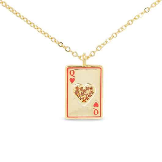 Gold CZ Queen of Hearts Necklace