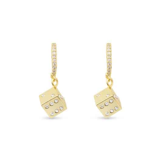 Gold CZ Dice Earrings