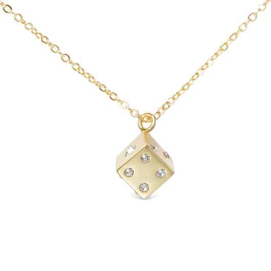 Gold CZ Dice Necklace