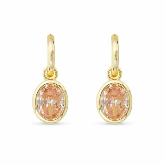 Gold Crystal Oval Earrings